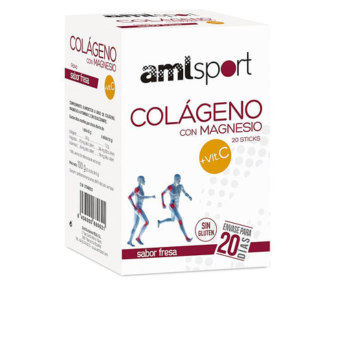 Amlsport Collagène Avec Magnésium Amlsport Complément Cosmétique Avec Vitamine C Saveur Fraise Peau Radieuse Et Nourrie