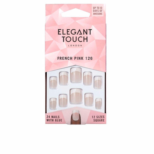 Elegant Touch French Ongles Carrés Avec Adhésif Élégance Intemporelle