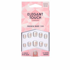 Elegant Touch French Uñas Cuadradas Con Adhesivo Elegancia Atemporal