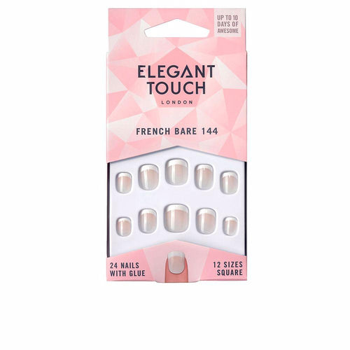 Elegant Touch French Uñas Cuadradas Con Adhesivo Elegancia Atemporal