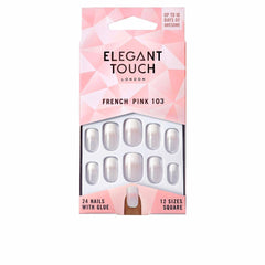 Elegant Touch French Uñas Cuadradas Con Adhesivo Elegancia Atemporal