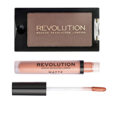 Revolution Make Up Bronzing Powder And Lipstick Makeup Set Flawless Glam Look