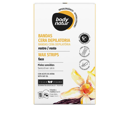 Body Natur Depilación Body Natur Facial Wax Strips For Sensitive Skin Hypoallergenic With Natural Oat