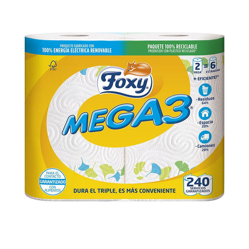 Foxy Mega3 Papier De Cuisine Triple Durée Espace Minimum Performance Maximale