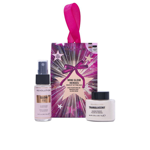 Revolution Make Up Mini Glow Heroes Duo Set Fixateur De Maquillage Éclat Intense Toute La Journée