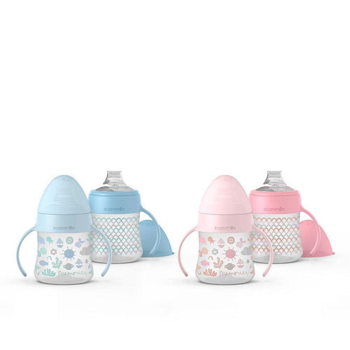 Suavinex Línea Clásica Silikon Trainingsflasche Mit Tropffreiem Griff Sicheres Wachstum Garantiert