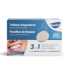 Senti2 Tabletas Limpiadoras Efervescentes De Limpieza Para Prótesis Dentales Fresh Mint Plaque Fighter