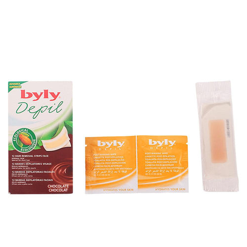 Byly Depil Facial Hair Removal Strips Chocolate Infused Naturally Smooth Skin