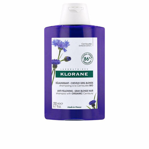 Klorane Centaure Shampooing Anti Jaunissement Pour Cheveux Gris Et Blonds Ton Frais Et Naturel
