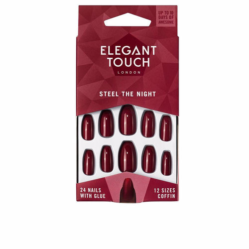 Elegant Touch Polished Colour Coffin Nails With Adhesive Chic Manicure Experience