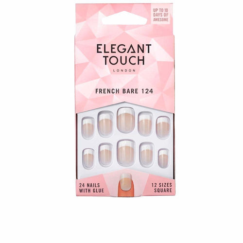 Elegant Touch French Uñas Cuadradas Con Adhesivo Elegancia Atemporal