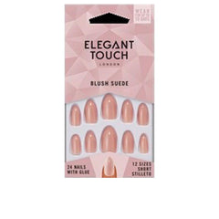 Elegant Touch Core Colour Uñas Postizas Con Pegamento Stiletto Blush Suede Manicura Perfecta