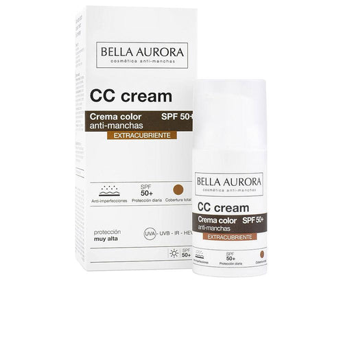 Bella Aurora CC Cream Tono Medio Lote Crème Visage Anti-Taches SPF 50 Plus Peau Parfaite Toujours