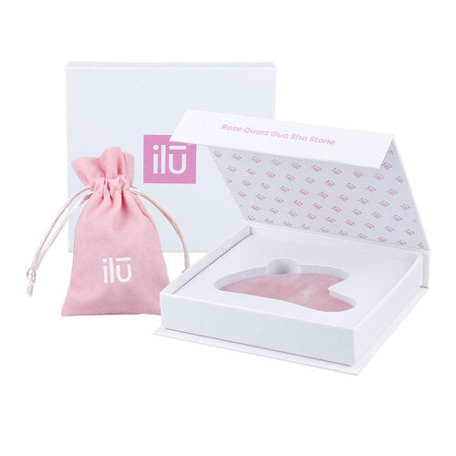 Ilū Gua Sha Stone Ilū Masajeador Facial Cuarzo Rosa Piel Radiante Naturalmente
