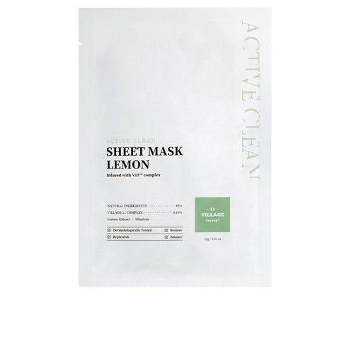 Village 11 Active Clean Masque Visage Au Citron Peau Radieuse Et Hydratée