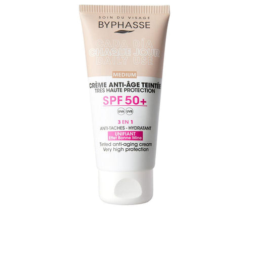 Byphasse Crema Facial Anti Aging Con Tinte Spf50 Plus Protección Facial Uv Máxima
