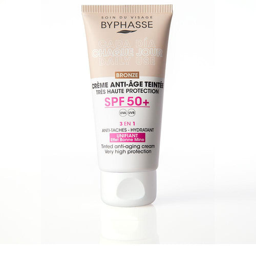 Byphasse Crema Facial Anti Aging Con Tinte Spf50 Plus Protección Facial Uv Máxima