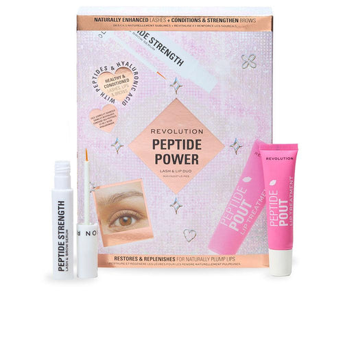 Revolution Make Up Peptide Power Set Tratamiento De Labios Y Tratamiento De Pestañas Y Cejas Impulso Inmediato De Hidratación