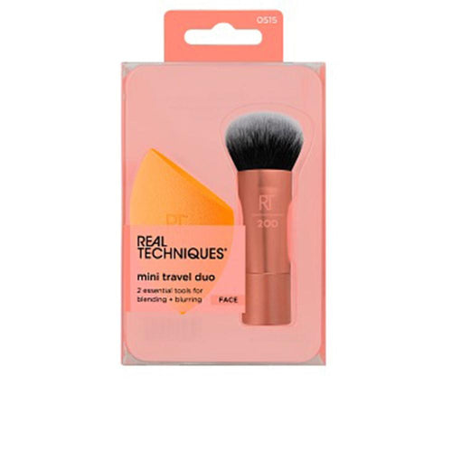 Real Techniques Mini Travel Duo Makeup Brush And Sponge Flawless Look Every Time