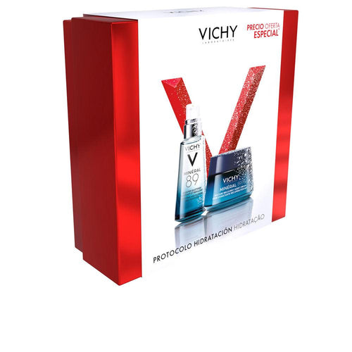 Vichy Minéral 89 Set Cuidado Facial Sérum Concentrado Crema De Noche Hidrata Ilumina Rellena