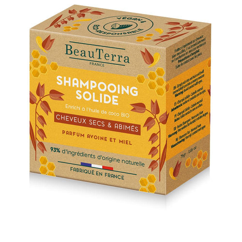 Beauterra Solide Shampooing Solide Avoine Et Miel Pour Des Cheveux Doux
